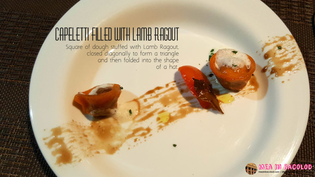 Bacolod Academy for Culinary Arts - Menu 2: Capeletti filled w/ Lamb Ragout | Mea in Bacolod